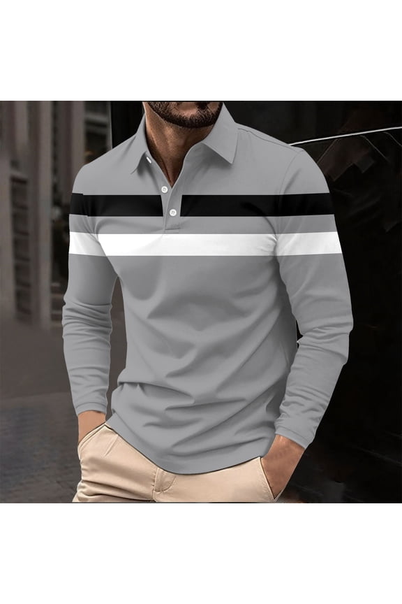 Men's Casual Long Sleeve Collar Shirt with Print Design, Trendy Versatile Men's Clothing for Business and Daily Wear