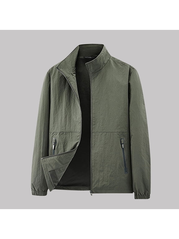 Men's Casual Long Sleeve Zipper Stand Collar Sports Jacket Solid Color Minimalist Pocket Design Casual Business Multi-Occasion Wear Comfortable Breathable Versatile Men's Apparel