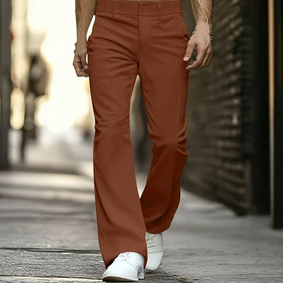 Donemore Men's Casual Loose Corduroy Wide-leg Pants Solid Color Slim-fit Streetwear Outdoor Daily Fashion Trousers with Pockets