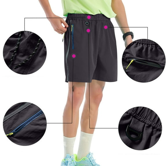 Donemore Men's Casual Outdoor Quick-Dry Elastic Waist Sports Shorts with Side Zipper Pockets - Lightweight Beach Running Athletic Shorts for Summer