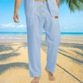 thumbnail image 1 of Donemore Men's Casual Pants Loose Fit Elastic Straight Leg Drawstring Waist Summer Beach Solid Color Versatile Bottoms, 1 of 4