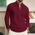 thumbnail image 1 of Donemore Men's Casual Solid Color Button-Up Long Sleeve Stand Collar Shirt Business Casual Stylish Top Comfortable Fit Simple Design, 1 of 9