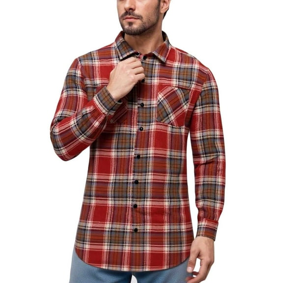 Donemore Men's Casual Vintage Collar Long Sleeve Shirt - Classic Button-Up Design for Daily Wear, Retro Loose Fit Blouse for Urban Commute