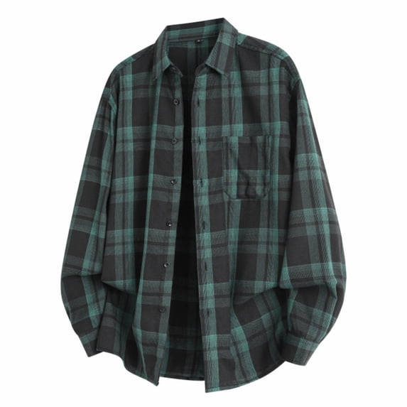 Donemore Men's Checkered Print Hooded Casual Jacket - Relaxed Fit Long Sleeve Button Front Drawstring Design Fashionable Outerwear