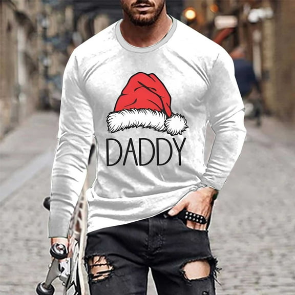 Donemore Men's Christmas Reindeer Print Casual Long Sleeve Shirt Soft Polyester-Cotton Blend Loose Fit Top for Holiday & Daily Wear