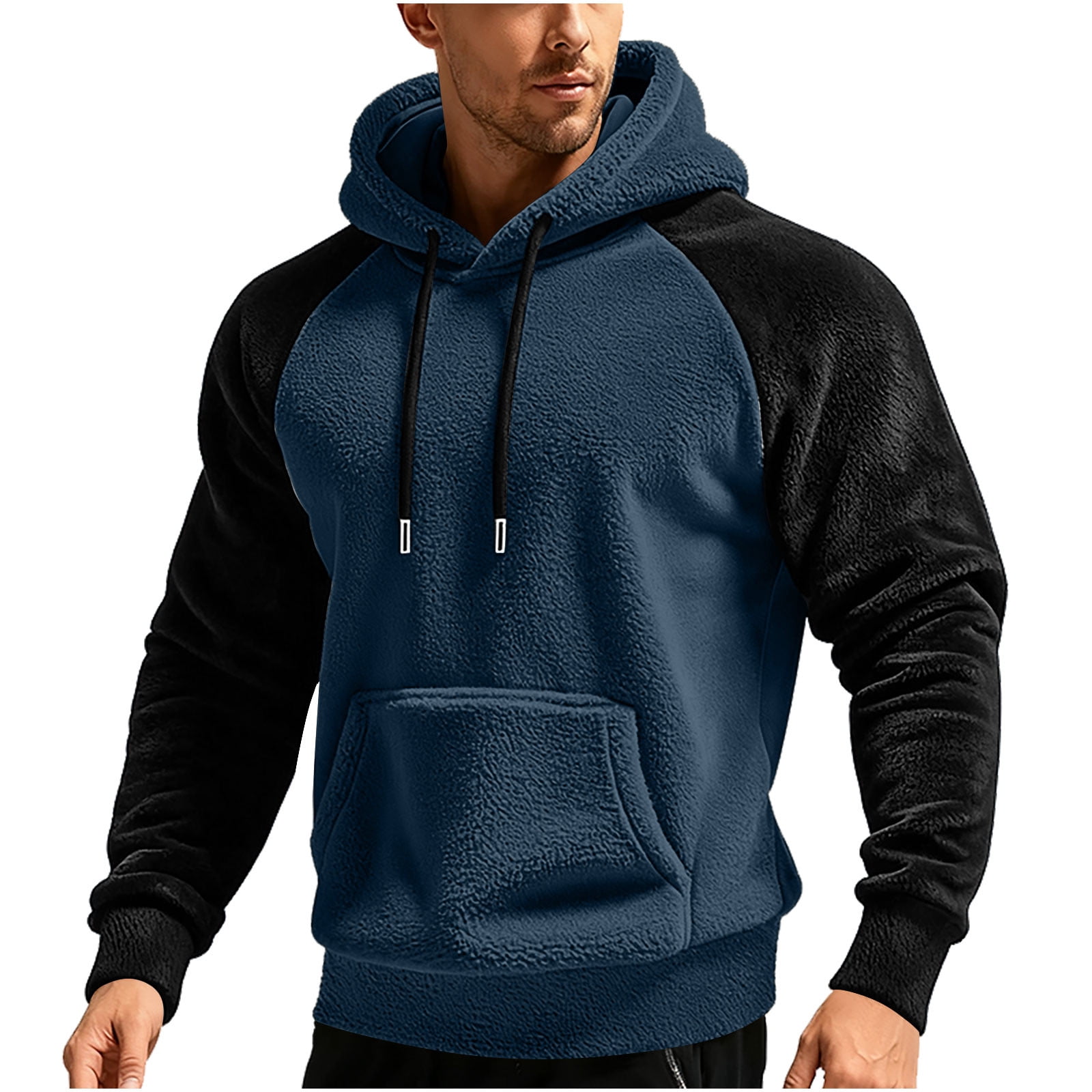 Donemore Men's Color Block Fleece Hoodie Raglan Sleeve with Pockets ...