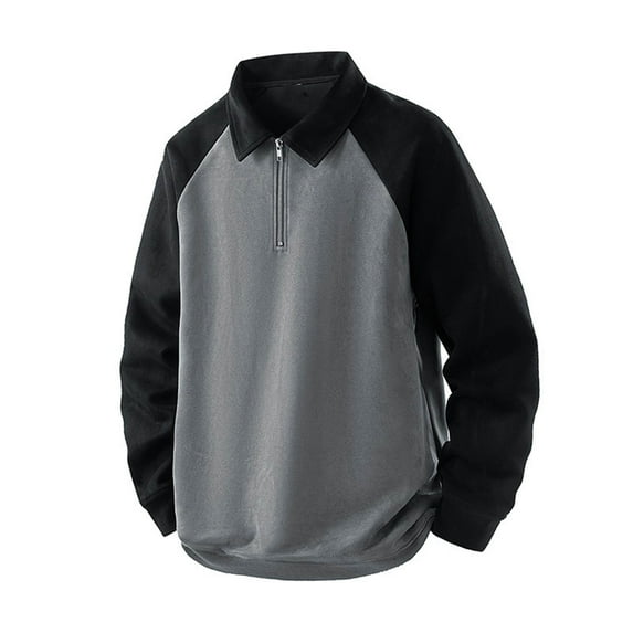 Donemore Men's Color Block Half-Zip Collar Sweatshirt Casual Long Sleeve Polyester Pullover Shirt