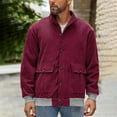 thumbnail image 1 of Donemore Men's Corduroy Button-Up Jacket Casual Loose Fit Long Sleeve Stand Collar Coat with Chest Pockets, 1 of 5