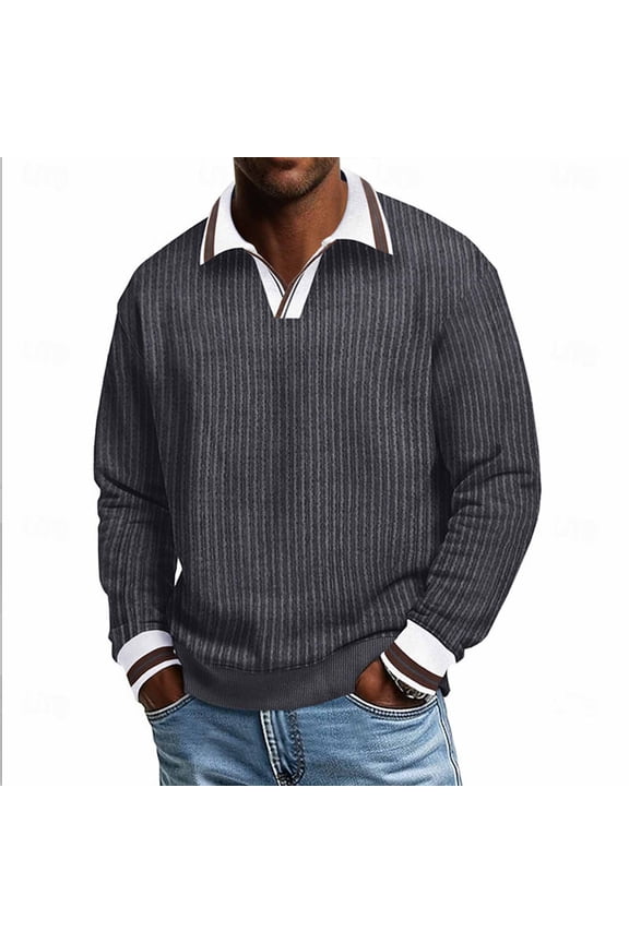 Men's Corduroy Long Sleeve Pullover Shirt with Button Down Collar Casual Comfort Fit
