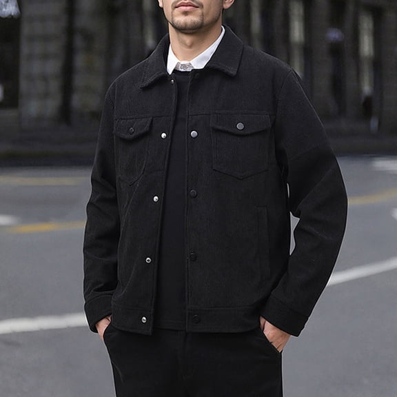 Donemore Men's Corduroy Outdoor Jacket Rugged Zippered Pocket Long Sleeve Traditional Fit Workwear-Inspired