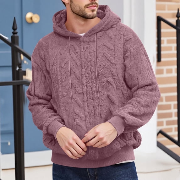 Donemore Men's Cozy Fleece Hoodie with Pockets, Long Sleeve Pullover Double-Sided Soft Thermal Lined Casual Streetwear