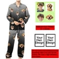 thumbnail image 1 of Donemore Men's Custom Printed Pajama Set Button-Up Lapel Collar Gradient Long Sleeve with Pockets, 1 of 9
