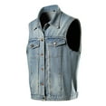 thumbnail image 1 of Donemore Men's Distressed Denim Jacket Single-Breasted & Lapel Pockets Coat with Metallic Buttons American Retro Workwear Style., 1 of 6