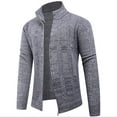 thumbnail image 1 of Donemore Men's Elastic Knit Zipper Cardigan Mock Neck Solid Color Casual Fall Winter Sweater Jacket, 1 of 6