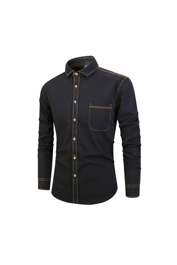 Men's Fashion Casual Cotton Button Long Sleeve Denim Jacket Classic Hoodless Design Durable Comfortable Men's Outerwear