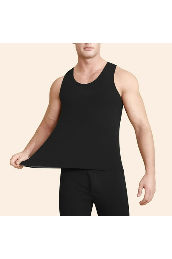 Men's Fashion Casual Solid Color Round Neck Sleeveless Seamless Thermal Vest Undershirt Comfortable Slim-fit Versatile Male Clothing