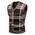 thumbnail image 1 of Donemore Men's Fashion Check Print Sleeveless V-Neck Pullover Knit Vest, Casual Business Versatile Trendy Design, Breathable Comfortable Knit Waistcoat, 1 of 3