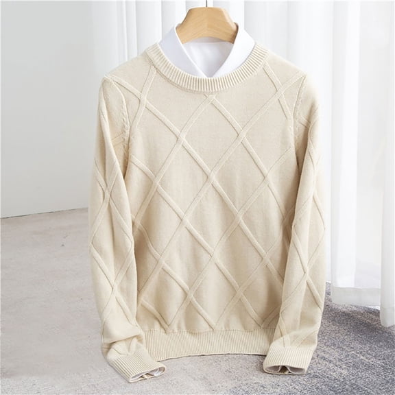 Donemore Men's Fashion Pullover Crew Neck Knit Sweater Long Sleeve Slim Fit Solid Color Design Minimalist Casual Office Style