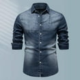 thumbnail image 1 of Donemore Men's Fashion Stand Collar Button Denim Jacket Long Sleeve Casual Versatile Top Classic Denim Business Casual Design, 1 of 9