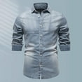 thumbnail image 1 of Donemore Men's Fashion Stand Collar Button Denim Jacket Long Sleeve Casual Versatile Top Classic Denim Business Casual Design, 1 of 9