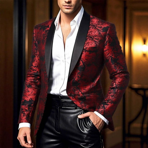 Donemore Men's Fashionable Casual Top Solid Color One Button Suit Dress Men's Suit Jacket