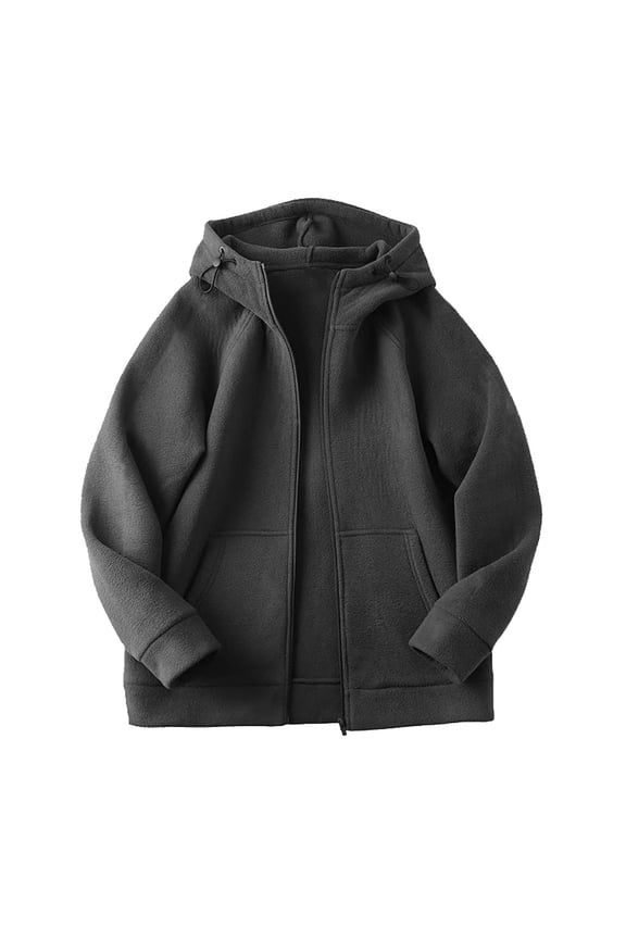 Men's Fleece-Lined Hooded Windbreaker Jacket with Multiple Pockets, Lightweight Nylon Spandex Loose Fit Outdoor Casual Coat for Summer