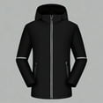thumbnail image 1 of Donemore Men's Fleece Lined Hooded Windbreaker with Reflective Strips & Zipper Pockets Water-Resistant Outdoor Casual Jacket, 1 of 3