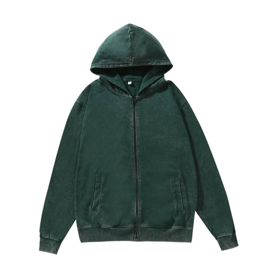 Donemore Men's Full-Zip Cotton Vintage Wash Hooded Sweatshirt Distressed Casual Pullover Jacket