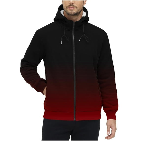 Donemore Men's Gradient-Tone Hooded Zipper Sweatshirt Jacket with Pockets, Lightweight Fleece Casual Outerwear