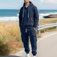 thumbnail image 1 of Donemore Men's Half-Zip Hooded Sweatshirt & Cargo Pants Set - Solid Color Casual Long Sleeve with Pockets, Workwear Style Daily Outfit Combo, 1 of 9