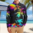 thumbnail image 1 of Donemore Men's Hawaiian Print Shirt Long Sleeve Notched Lapel Button Down with Pocket Beach Vacation Casual Style, 1 of 7