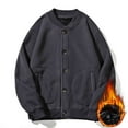 thumbnail image 1 of Donemore Men's Heavyweight Polar Fleece Baseball Jacket with Button Closure & Multiple Pockets, Solid Color Casual Long Sleeve Outerwear, 1 of 9