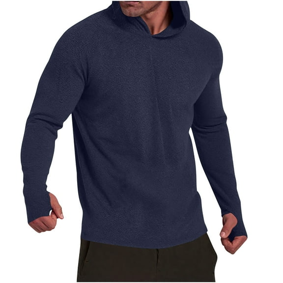 Donemore Men's Hooded Long-Sleeve Sun Protection Skin Jacket Lightweight Breathable UV Protection with Finger Cuff Sleeves Minimalist Summer Print Trendy Design