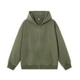 thumbnail image 1 of Donemore Men's Hooded Long Sleeve Sweatshirt Jacket,Retro Solid Color Washed Distressed Design,Casual Streetwear Workwear Style Men's Clothing, 1 of 3