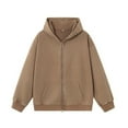 thumbnail image 1 of Donemore Men's Hooded Long Sleeve Sweatshirt Jacket,Retro Solid Color Washed Distressed Design,Casual Streetwear Workwear Style Men's Clothing, 1 of 3