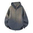 thumbnail image 1 of Donemore Men's Hooded Sweater Casual Loose Fit Two-Way Zipper Elastic Knit Cardigan Solid Color Y2K Streetwear, 1 of 3