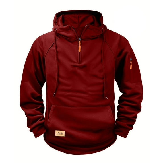 Donemore Men's Hooded Zip-Up Sweatshirt with Side Arm Pockets Streetwear Casual Sporty Style Top