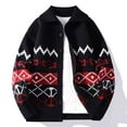 thumbnail image 1 of Donemore Men's Knitted Sweater Loose Fit Stretch Half-Zip Stand Collar Christmas Deer Jacquard Pullover Long Sleeve Casual Top, 1 of 3
