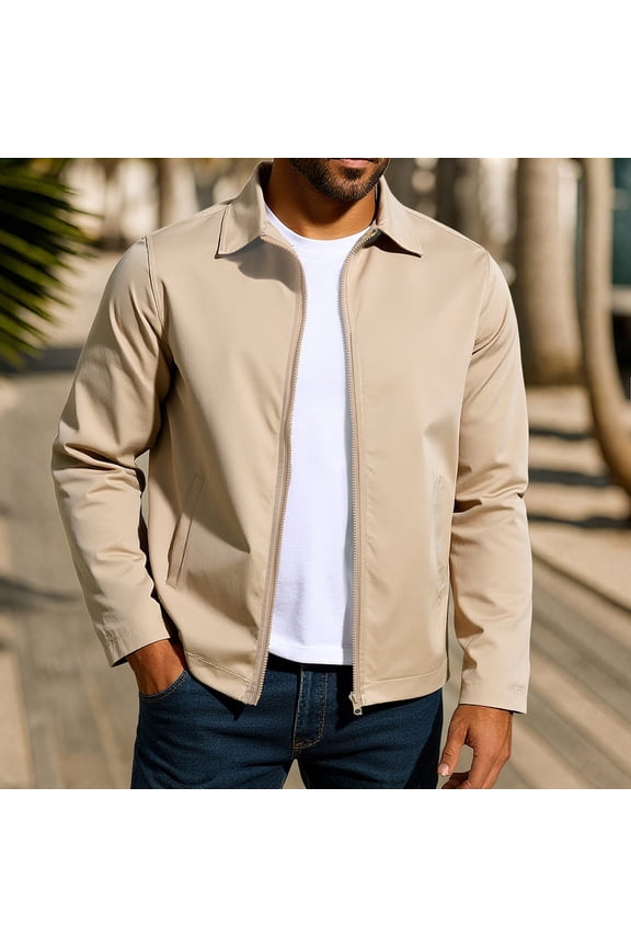 Men's Lightweight Windbreaker Jacket Stand Collar Color Block Long Sleeve Casual Outerwear No Hood Stretch Nylon Spandex