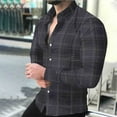 thumbnail image 1 of Donemore Men's Long Sleeve Button-Down Collar Checkered Shirt Classic Plaid Print Top Casual Business Trendy Versatile Men's Clothing, 1 of 8