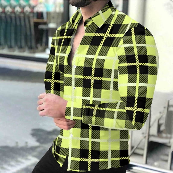 Men's Plaid Collar Button Down Shirt