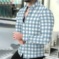 thumbnail image 1 of Donemore Men's Long Sleeve Button-Down Collar Checkered Shirt Classic Plaid Print Top Casual Business Trendy Versatile Men's Clothing, 1 of 8
