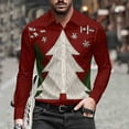 thumbnail image 1 of Donemore Men's Long Sleeve Button-Down Collar Shirt, Christmas Themed Holiday Print Design, Comfortable Casual Daily Wear Fashion Top, 1 of 8