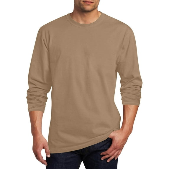 Donemore Men's Long Sleeve Cotton Blend T-Shirt with Graphic Print Round Neck Casual Athletic Wear