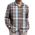 thumbnail image 1 of Donemore Men's Long Sleeve Flip Collar Shirt Plaid Print Casual Stylish Design Business Casual Versatile Men's Wear, 1 of 4
