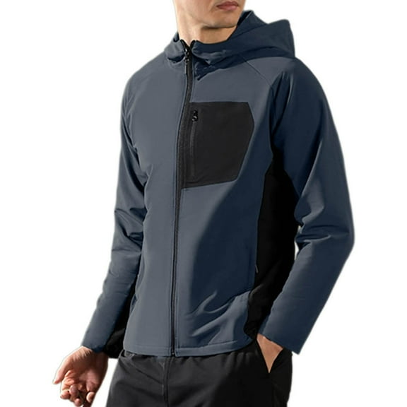 Donemore Men's Long Sleeve Hooded Jacket - Water-Resistant Breathable Mountaineering Coat, Outdoor Sports Casual Trendy Windbreaker