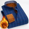 thumbnail image 1 of Donemore Men's Long Sleeve Lapel Button-Down Shirt with Checkered Fleece-Lined Warmth Design, Business Casual Versatile Men's Apparel, 1 of 3