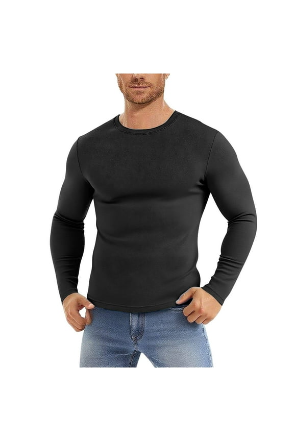 Men's Long Sleeve Round Neck Slim Fit Shirt Lightweight Stretch Slimming Abdominal Support Back Support Design Sports Fitness Daily Training Solid Color Men's Athletic Wear