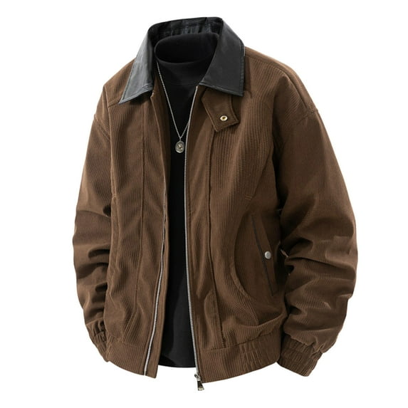 Donemore Men's Long Sleeve Stand Collar Zipper Front Casual Jacket Coat - Solid Color Workwear Style, Daily Wear and Office Outfit