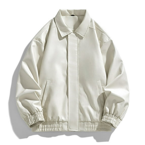 Donemore Men's Matte PU Leather Biker Jacket with Notched Collar & Multiple Pockets, Long Sleeve Motorcycle Outerwear Coat for Urban Riding